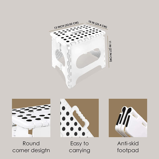 Foldable 11 Inch Step Stool With Carry Handle & Anti Skid Footpad For Kids & Adults