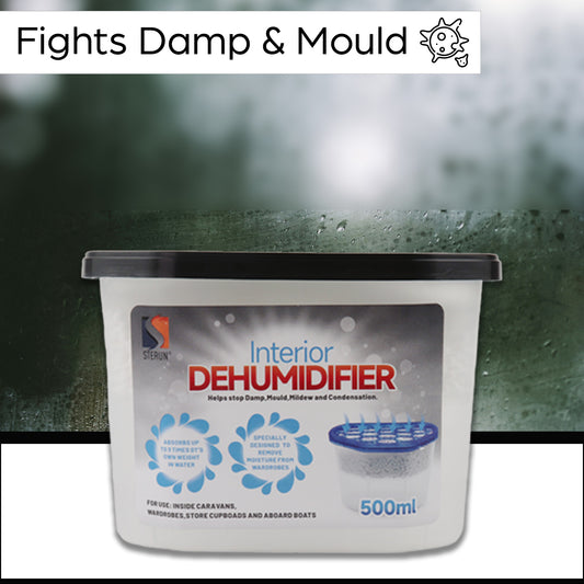 STERUN Interior Dehumidifier Disposable, 500ml– Moisture Absorber for Damp, Mould, and Condensation – Ideal for Home, Wardrobe, Bathroom, Caravan, Garages