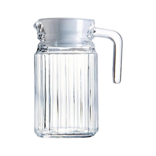 Glass Jug Slim 600ml Fridge Door Non Drip Spout Water Juice Cocktail Milk Jug