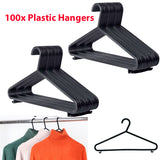 100 Pack Adult Black Coat Hangers Hanger Coat Hanger Strong Plastic Clothes Trousers