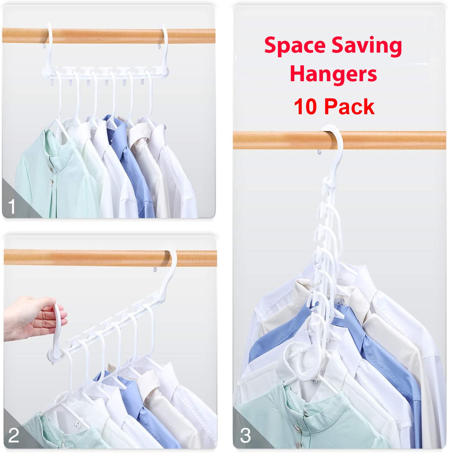 Space Saving Plastic Magic Hangers 10 Pack White