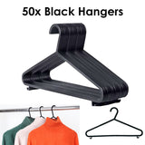 50 Pack Adult Black Coat Hangers Hanger Coat Hanger Strong Plastic Clothes Trousers