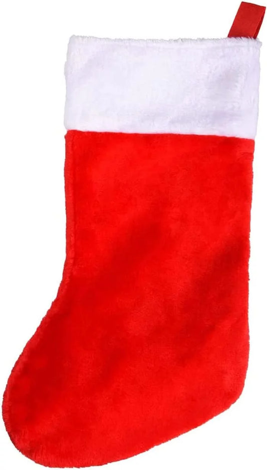 Christmas Gifts Storage Red Velvet Stocking with Fur Trim, Felt Backing & Strong Hanging Loop