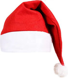 Christmas Red Felt Santa Hat With White Trim & Pom Pom