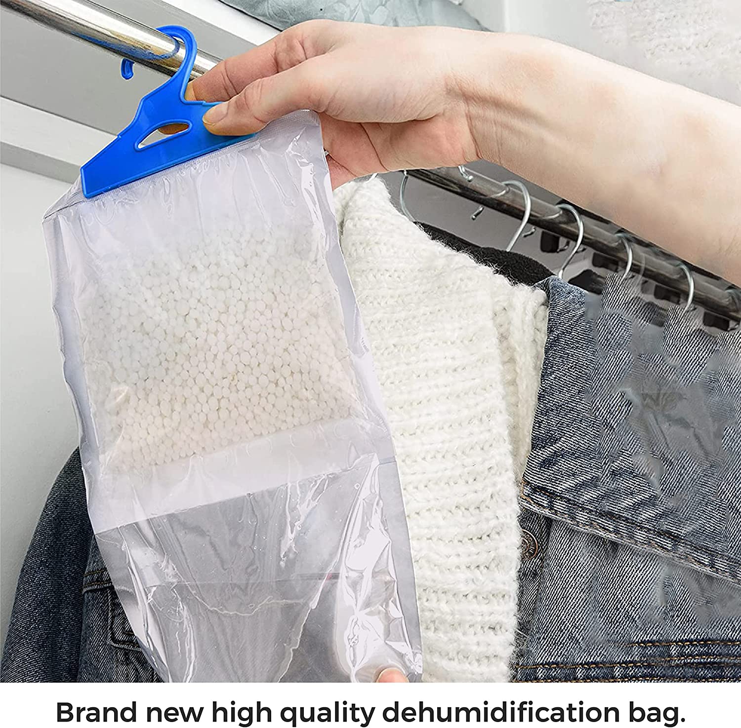 12 Pack Hanging Wardrobe Dehumidifier Bags with Moisture Trap Crystals