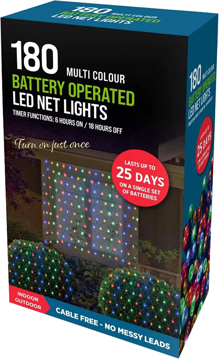 Battery Operated 180 LED Net Lights with Timer Function Ideal for Indoor & Outdoor