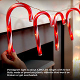 Battery Operated 40 LED Candy Cane Warm White Lights with Static Glow & On/Off Switch