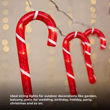 Battery Operated 40 LED Candy Cane Warm White Lights with Static Glow & On/Off Switch