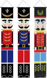 Christmas Decoration Set Of 3 Door Flag Nutcracker Printed Nylon Banner With Hanging Loop