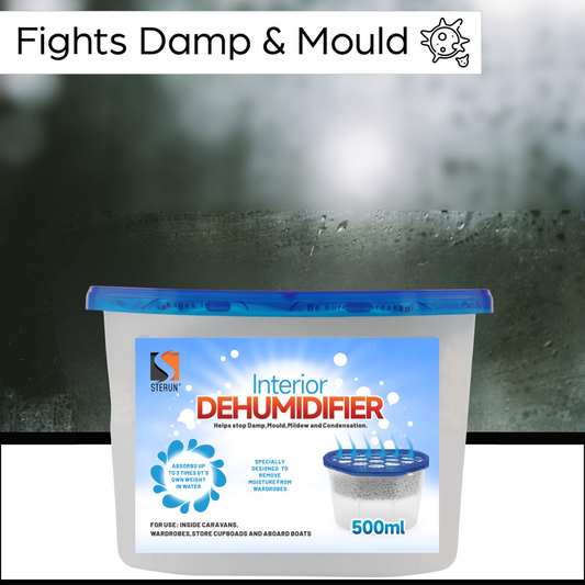 STERUN Interior Dehumidifier Disposable, 500ml– Moisture Absorber for Damp, Mould, and Condensation – Ideal for Home, Wardrobe, Bathroom, Caravan, Garages