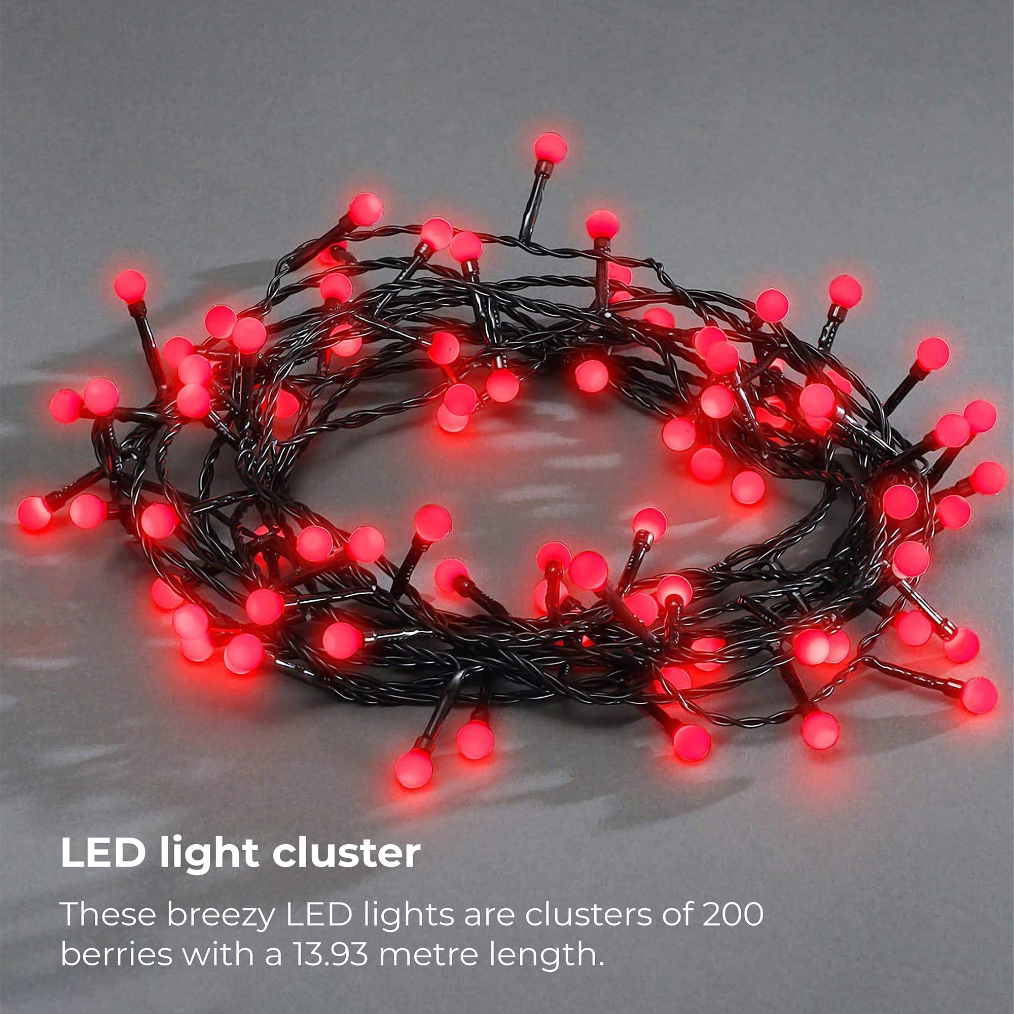 200 LED Low Voltage Xmas Tree Berry Lights with 8 Memory Function Controller