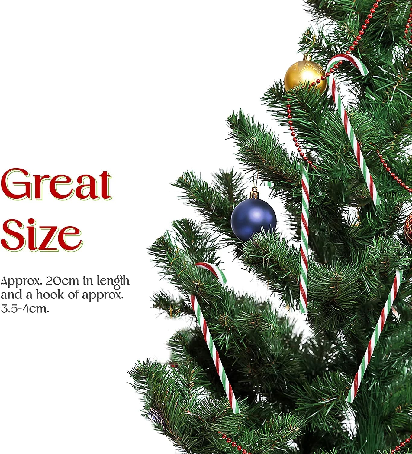 Strong Plastic 30 Cm Candy Cane Ornament Ideal For Decoration Christmas Tree