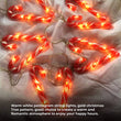 Battery Operated 40 LED Candy Cane Warm White Lights with Static Glow & On/Off Switch