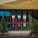 Christmas Decoration Set Of 3 Door Flag Nutcracker Printed Nylon Banner With Hanging Loop