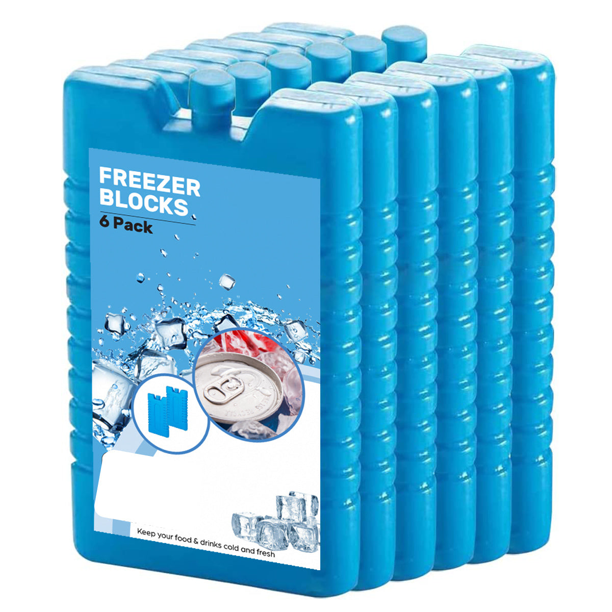 Reusable Long Lasting 6 Pack Freezer Blocks for Freezer Cooler Bag & Lunch Box