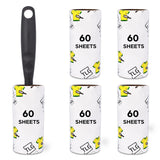 Lint Roller 5 Rollers with Handle 60 Sheets Per Roll