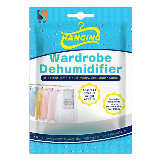 Set of 12 Hanging Interior Wardrobe Dehumidifier Bags- Ideal to stop damp, mould mildew & condensation