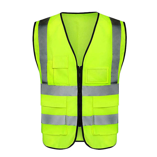 Hi Viz Workwear Safety WaistCoat With High Reflective Visibility Strips Zipper