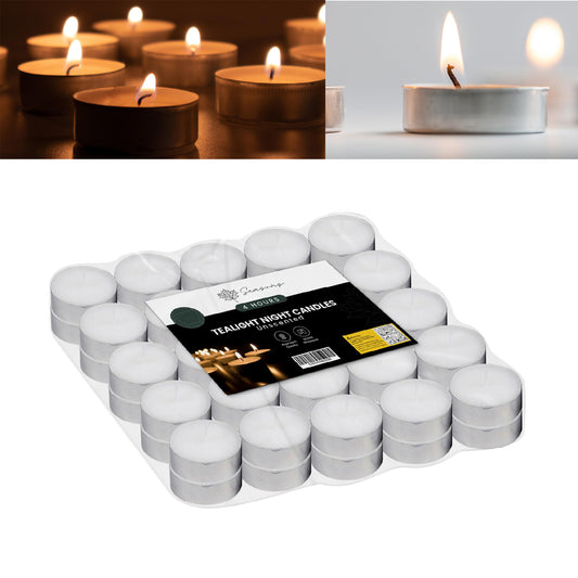 SEASONS Tea Light Candles 4 Hours Burn Time White Wax Unscented