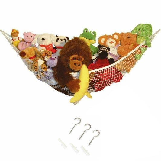 Teddy Hammock With Hooks Large Mesh Net Keep Baby Childs Bedroom Nursery Tidy Wall Sling Soft Toy Storage Organizer For Stuffed Animal