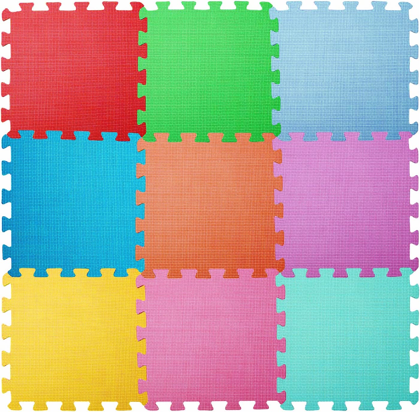 9 EVA Foam Play Mat 30x30x1cm Multicolour Tiles & Interlocking Soft Floor Cushion For Outdoor, Indoor Yoga & Play