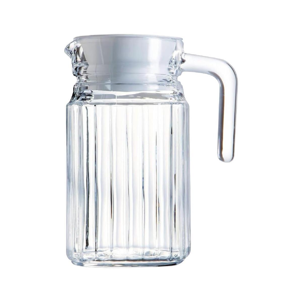 Glass Jug Slim 600ml Fridge Door Non Drip Spout Water Juice Cocktail Milk Jug